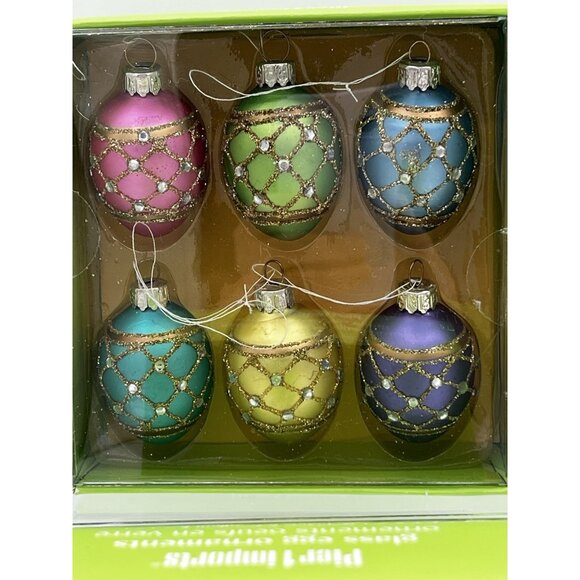 Pier 1 Imports Christmas Easter Ornament Tree Glass Eggs 2 boxes 12 eggs Retired - Picture 3 of 15